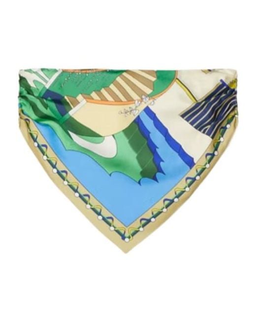 Tory Burch Blue Printed Scarf Top