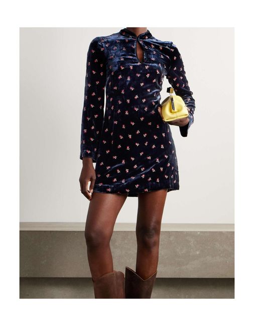 Rixo Blue Long Sleeve Dress