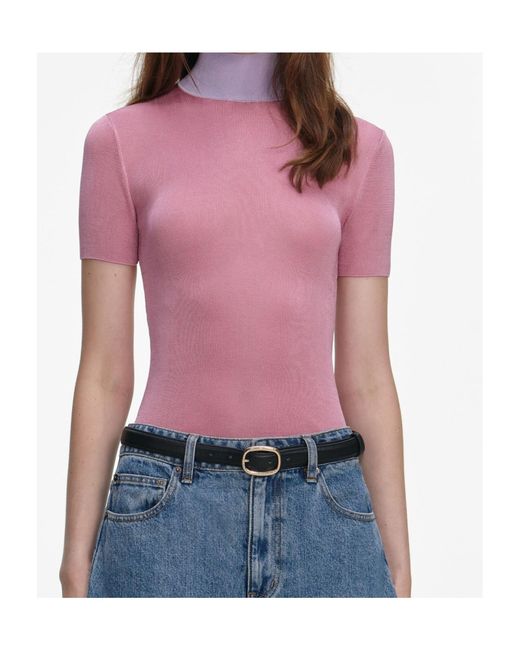 Self-Portrait Blue Short Sleeve Knit Top