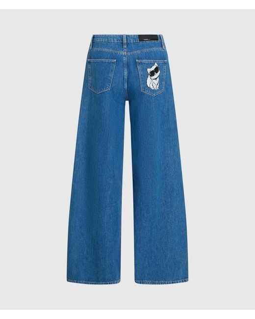 Karl Lagerfeld Blue Ikon Wide-Leg Jeans