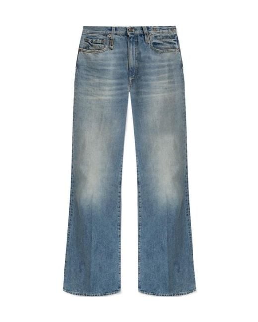 R13 Blue Embroidered-Pocket Jeans