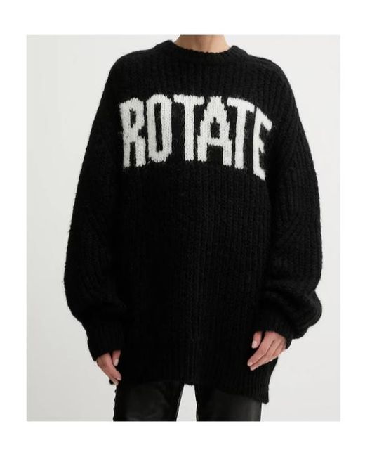 ROTATE BIRGER CHRISTENSEN Blue Logo Intarsia-Knit Crewneck Jumper