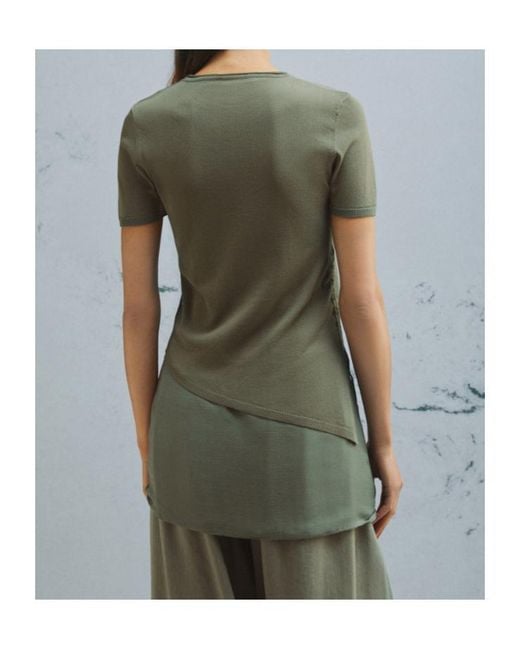 Marella Green Asymmetrical Drawstring Sweater