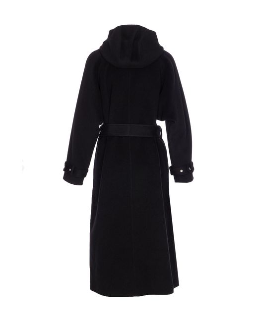 Pinko Black Belted Hooded Coat