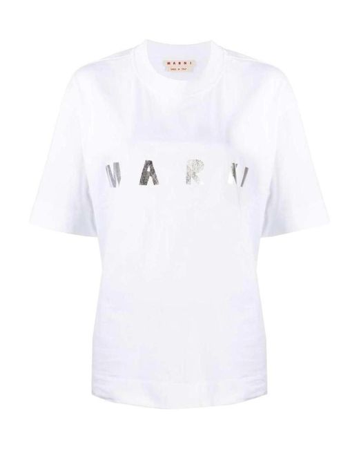 Marni White Logo Print T-Shirt