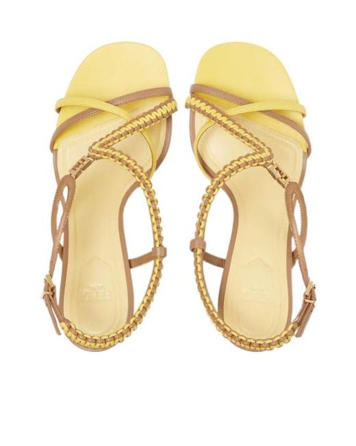 Fendi Metallic Fold Strappy Heeled Sandals