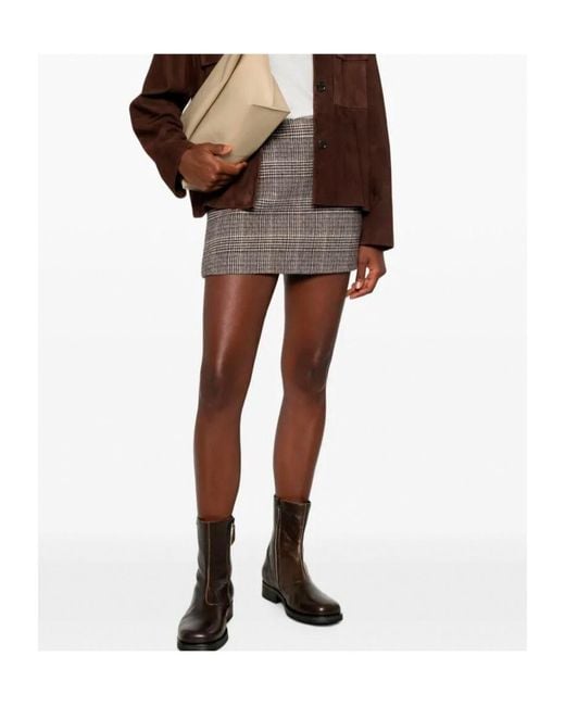 Ermanno Scervino Brown Check-Pattern Mini Skirt