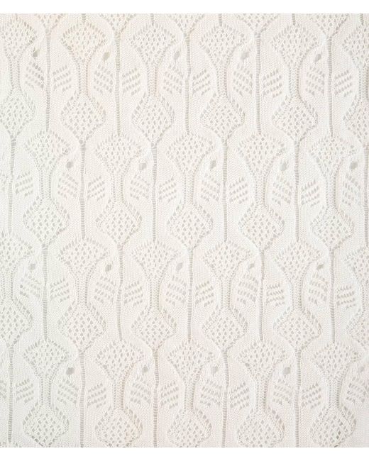 Bottega Veneta White Lace Detailed Short Sleeved Top