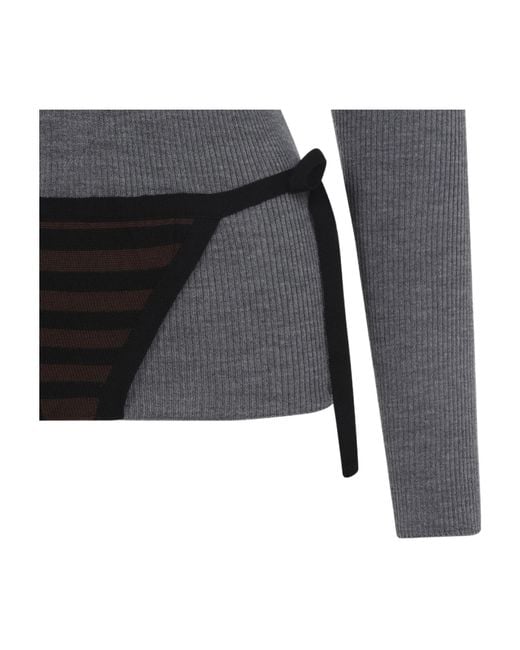 Moschino Gray Long-Sleeves Top
