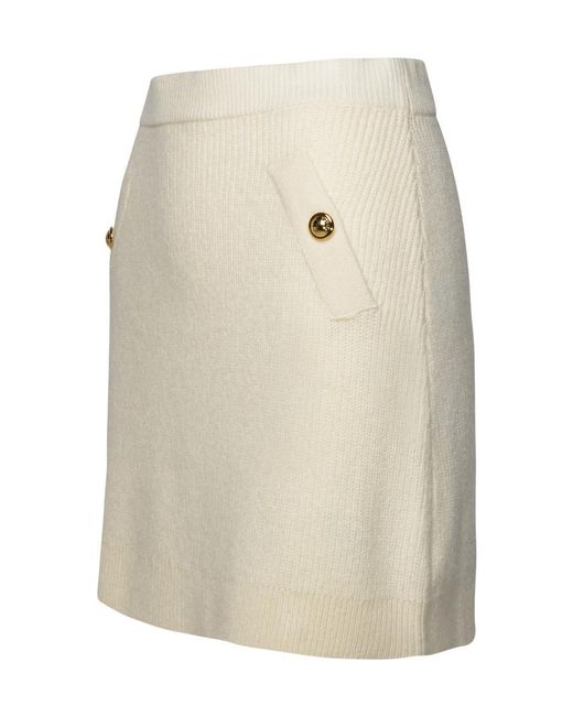 MICHAEL Michael Kors Natural Ribbed Stretched Mini Skirt