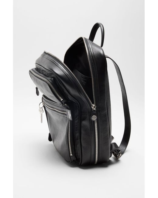 Acne Black Leather Top-Handle Backpack for men