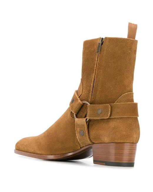 Saint Laurent Brown Wyatt Harness Ankle Boots for men