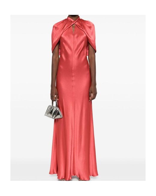 Alberta Ferretti Red Cutout Detail Dress