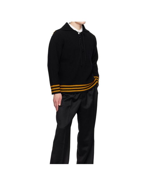 Bode Black Striped Sweater for men