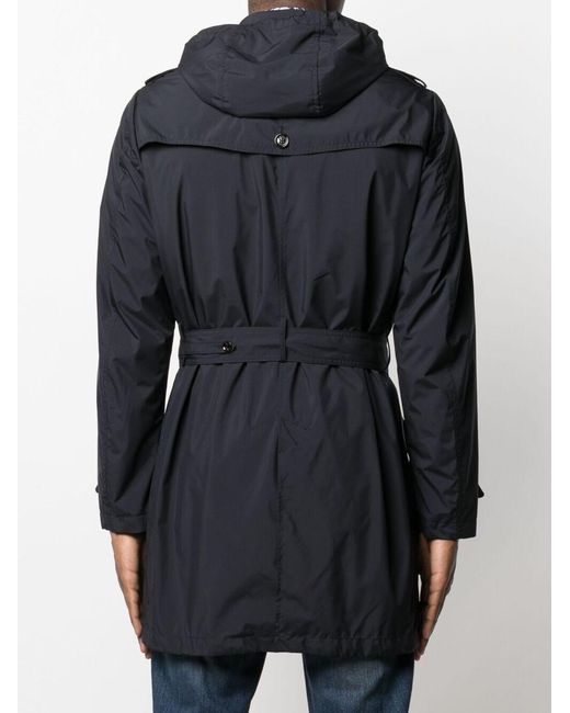 Moorer Blue Belted Hooded Coat for men