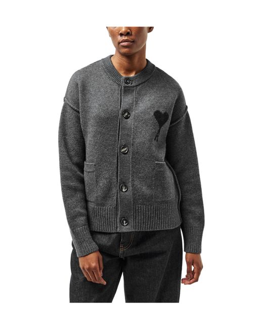 AMI Gray Wool Knitted Sweater