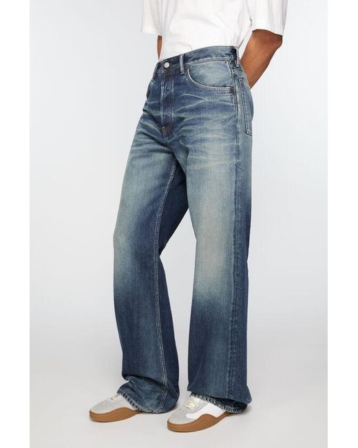 Acne Blue Logo Patch Straight Leg Jeans for men