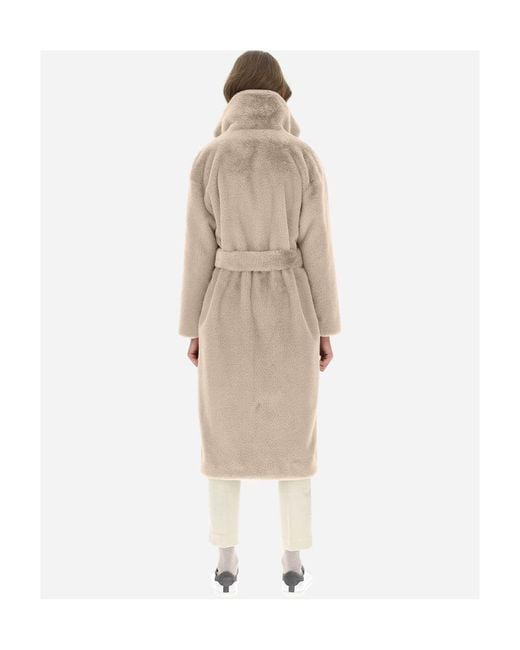 Herno Natural Belted Faux-Fur Coat