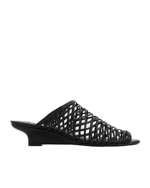 Totême Black Round-Toe Sandals