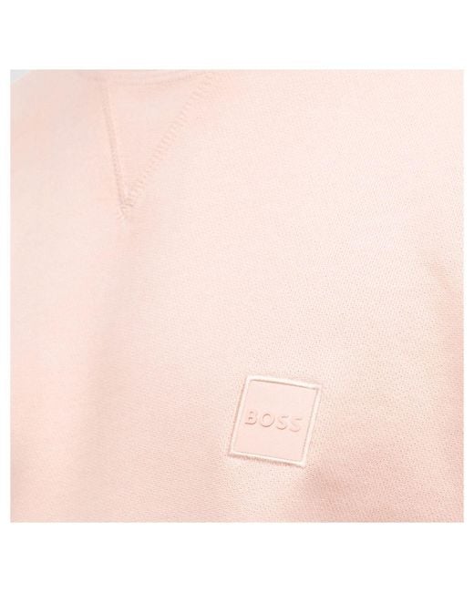Boss Pink Crew Neck Long-Sleeved Sweatshirt for men