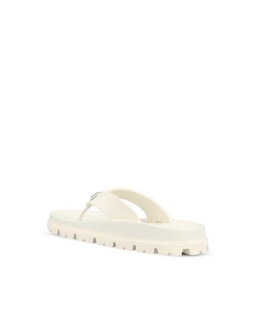 Prada White Round-Toed Flip-Flops