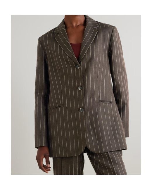 Posse Brown Pinstripe Single-Breasted Blazer