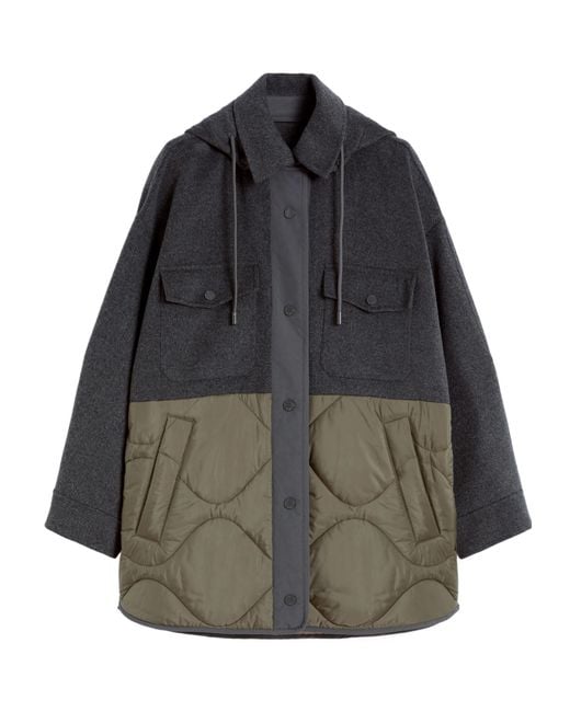 Weekend by Maxmara Gray Ossola Hooded Quilted Coat