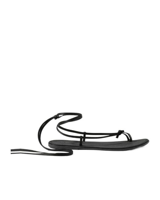 The Row White Strap-Tied Flat Sandals