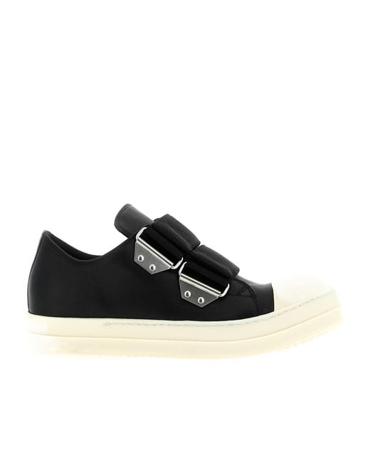 Rick Owens Black Double Strap Low-Top Sneakers for men