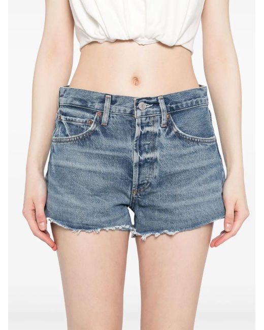 Agolde Blue Denim Shorts With Belt Loops