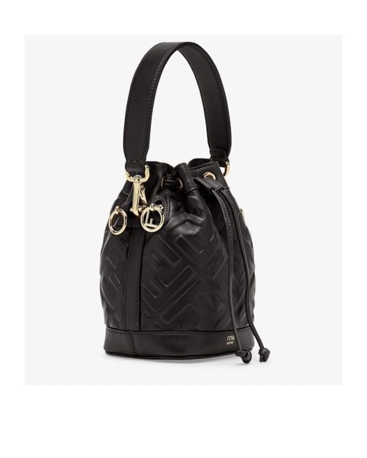 Fendi Black Mon Tresor Ff-Motif Bucket Bag