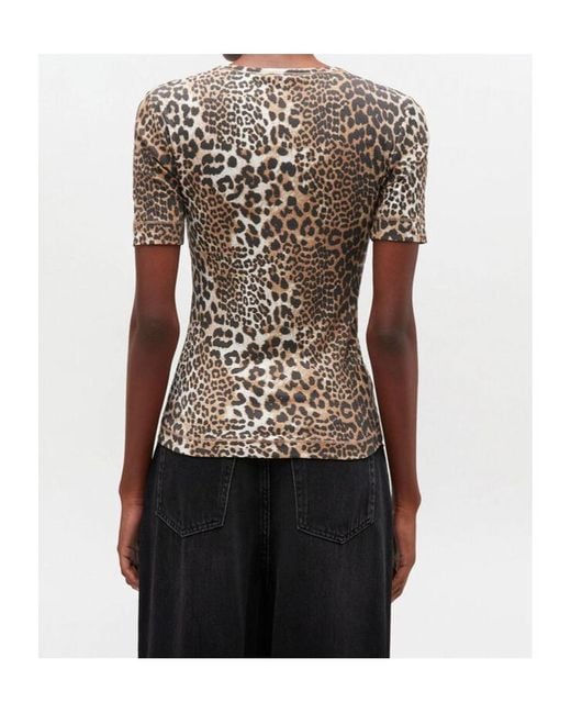 Ganni Multicolor Leopard Rib T-Shirt
