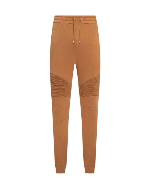 Balmain Brown Logo Printed Drawstring Track Pants for men