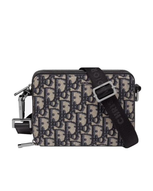 Dior Black Homme Oblique Jacquard Crossbody Bag for men