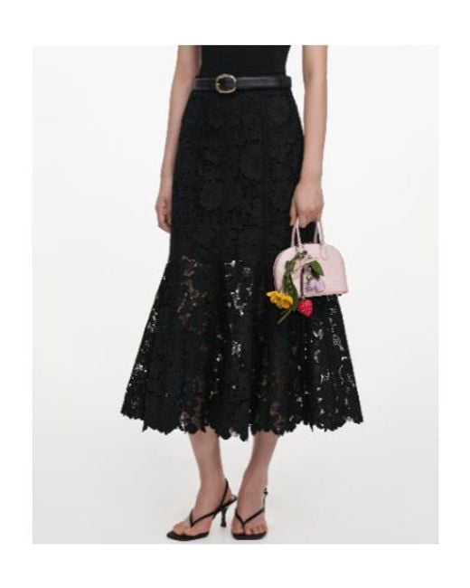 Self-Portrait Black Lace Midi Skirt