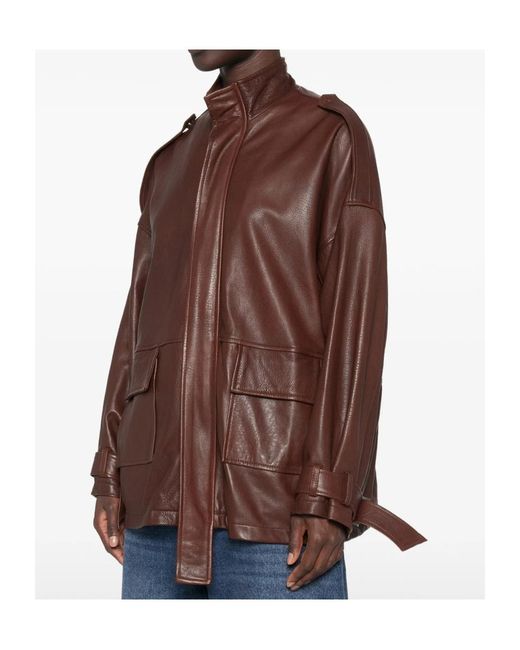 Giorgio Brato Brown Long-Sleeve Leather Jacket