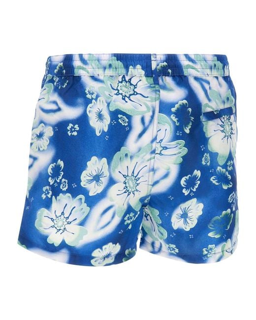 Paul Smith Blue Riso Floral Swim Shorts for men