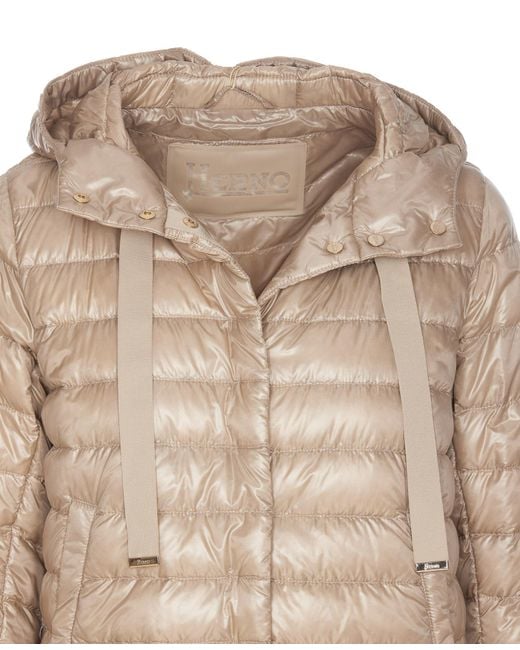 Herno Natural Quilted Hooded Drawstring Puffer Jacket
