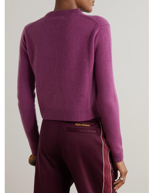 The Elder Statesman Purple Crew Neck Cashmere Sweater