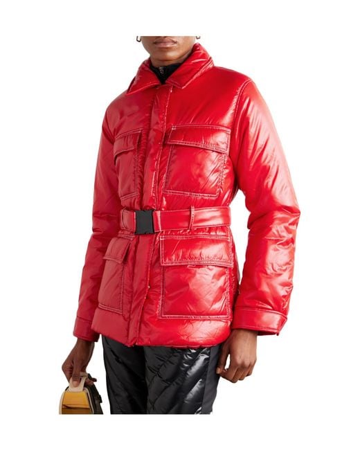 Perfect Moment Red Jade Belted Quilted Padded Glossed-Shell Ski Jacket