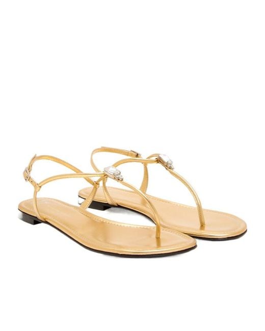 Giuseppe Zanotti White Maeeve Embellished Flat Sandals