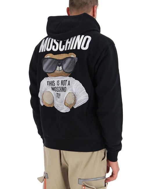 Moschino Black Toy Bear Print Hoodie for men