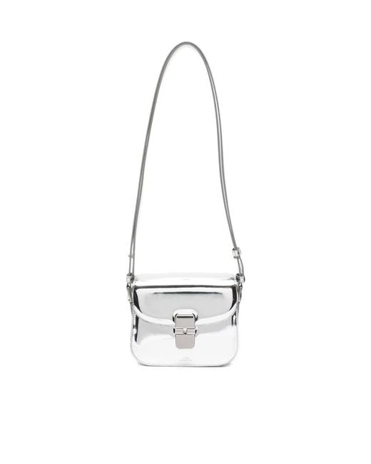 A.P.C. White Turnlock Foldover Top Shoulder Bag