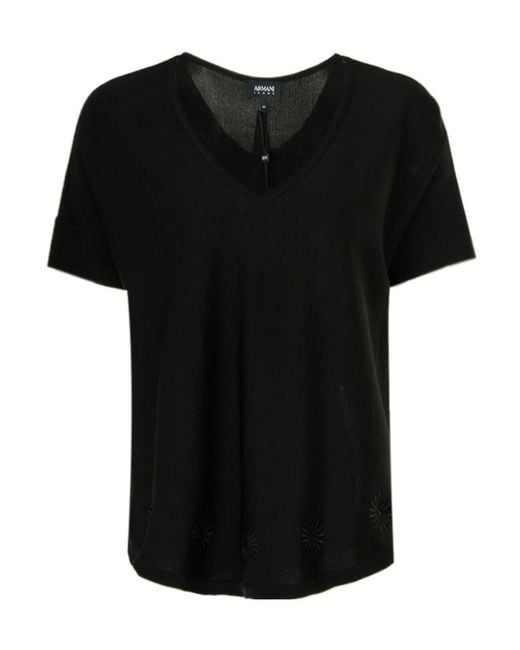 Armani Jeans Black Logo Short-Sleeved T-Shirt