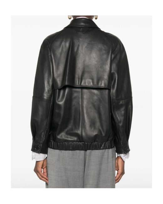 Salvatore Santoro Black Button-Up Leather Jacket