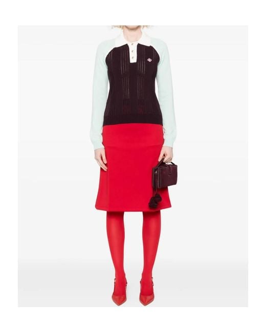Casablanca Red Sporty Rib Polo Knitwear