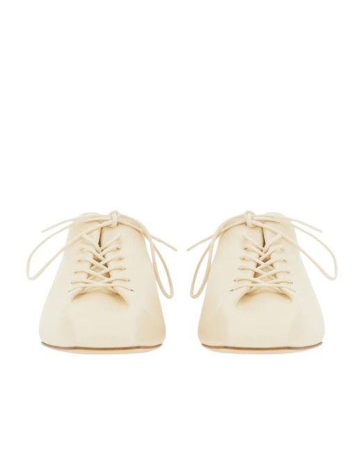 Aeyde White Isla Lace-Up Flats