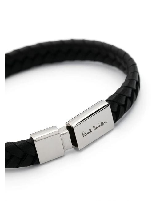 Paul Smith White Braided Logo Engraved Bracelet for men