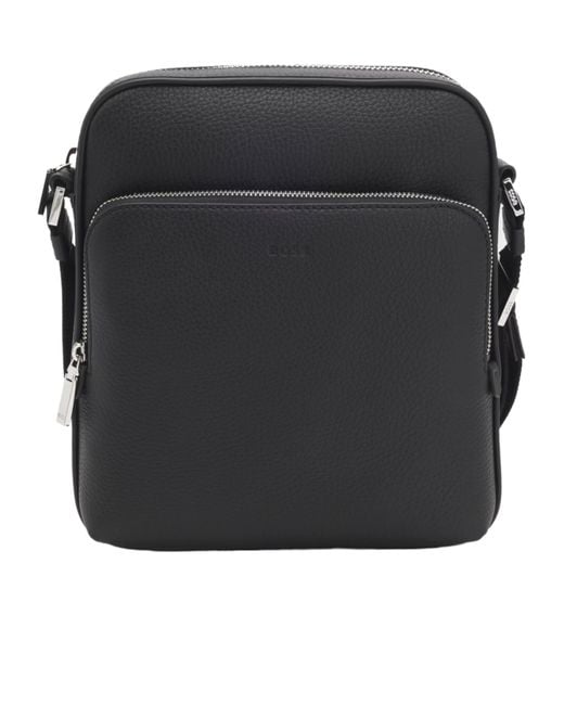 Boss Black Zippered Shoulder Bag for men