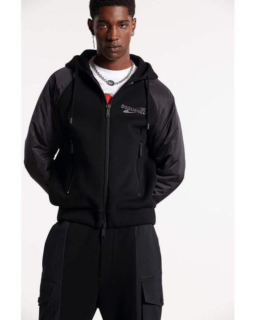 DSquared² Black Logo Printed Hooded Jacket for men